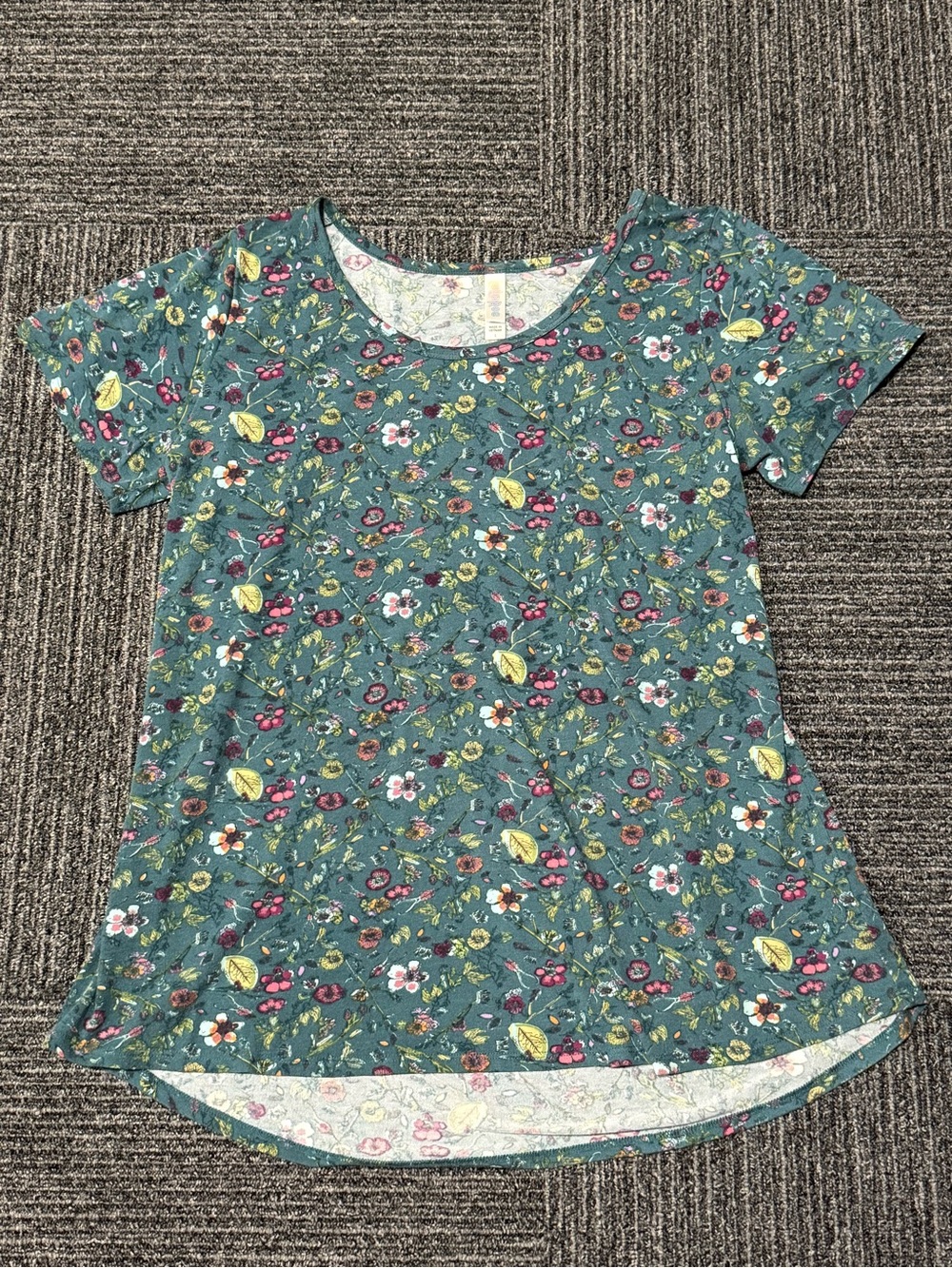 LuLaRoe Teal Floral Scoop Neck Kids Top